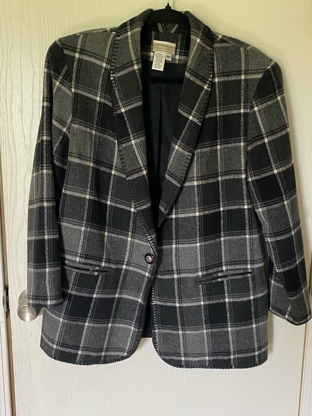 Coldwater Creek Black & Gray Plaid Single-Button Blazer